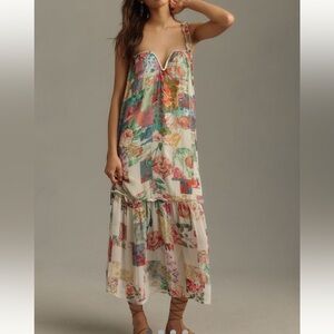 By Anthropologie Chiffon Shift Midi Dress - Size 2